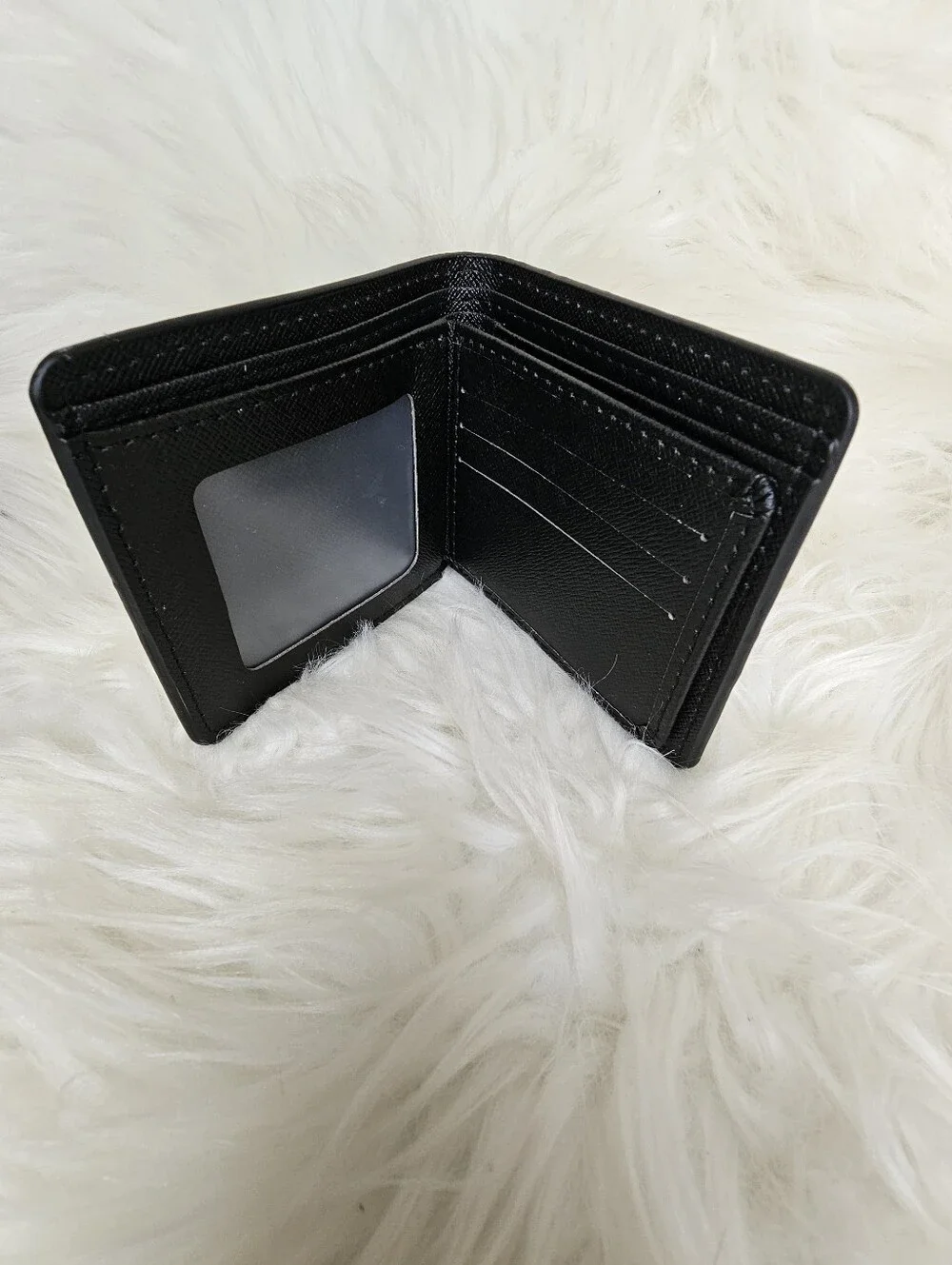 Men's Checkerboard Leather Bi-Fold Wallet - Black